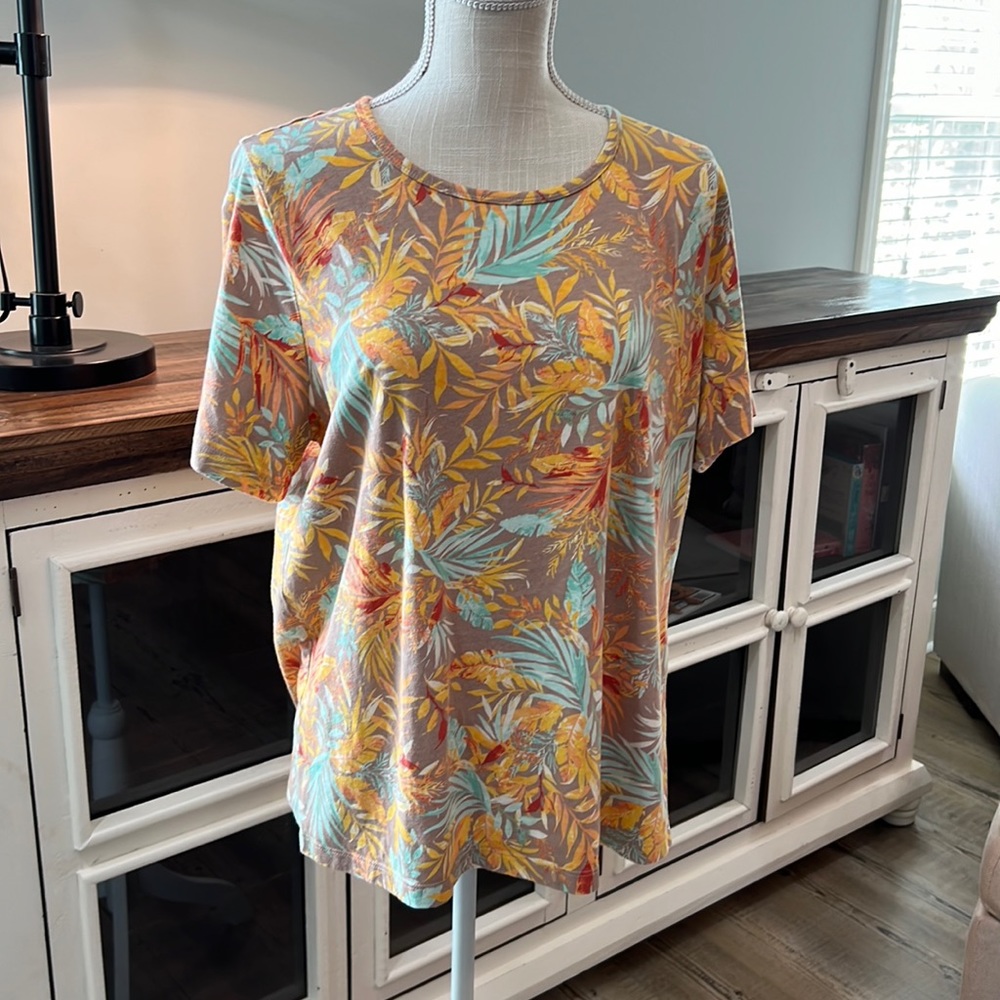 Gloria Vanderbilt plus Size Tropical Print T-Shirt